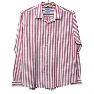Mens‎ Slub Cotton Button Up Shirt 4XL Stripe Nautical Coastal Luxury Fisherman